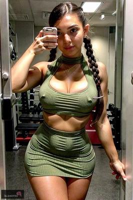 Nena fitness con trenzas se infla con algo más que hierro